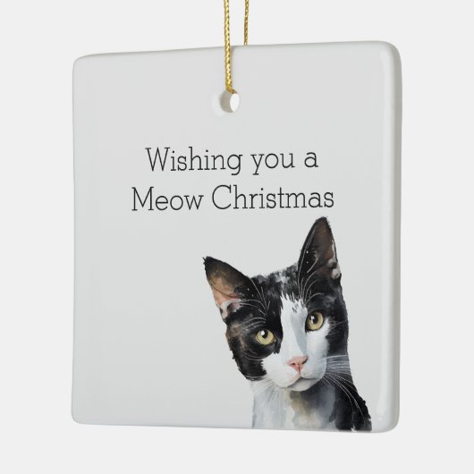 グレー白黒キティキャット セラミックオーナメント (左)