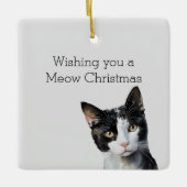 グレー白黒キティキャット セラミックオーナメント (正面)