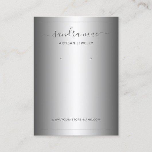 グレー白黒グラデーションジュエリー表示カード 名刺 (正面)