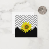 グレー白黒シボロンカラーブロック(ひまわり付き) ノートカード (正面/裏面インサイチュ)