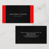 グレー白黒ストライプレッドシンプル名刺 名刺 (正面/裏面)