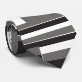 グレー白黒チェックストライプパターン ネクタイ (ロール)