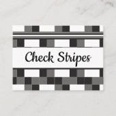 グレー白黒チェックストライプパターン 名刺 (正面)