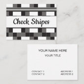 グレー白黒チェックストライプパターン 名刺 (正面/裏面)