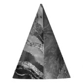 グレー白黒マーブルアゲートシルバーグリッターグラム  パーティーハット (裏面)