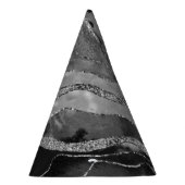 グレー白黒マーブルアゲートシルバーグリッターグラム  パーティーハット (右)