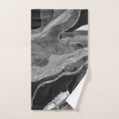 グレー白黒マーブルアゲートシルバーグリッター#1 バスタオルセット (ハンドタオル)