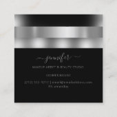 グレー白黒メイクアップアーティストインフルエンサーシルバー スクエア名刺 (裏面)