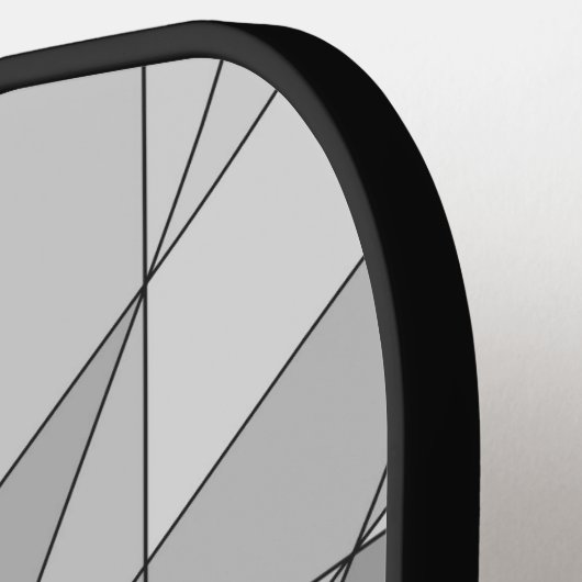 グレー白黒モザイク三角形パターンモノグラム ピックルボールラケット (左詳細)