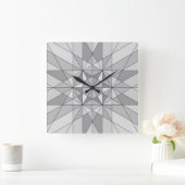 グレー白黒モザイク三角形レトロパターン スクエア壁時計 (ホーム)