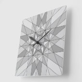 グレー白黒モザイク三角形レトロパターン スクエア壁時計 (傾斜)