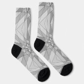 グレー白黒モザイク三角形レトロパターン ソックス (右)