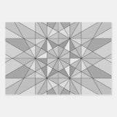 グレー白黒モザイク三角形レトロパターン ラッピングペーパーシート (正面)