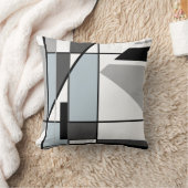 グレー白黒モザイク幾何学模様 クッション (ブランケット)