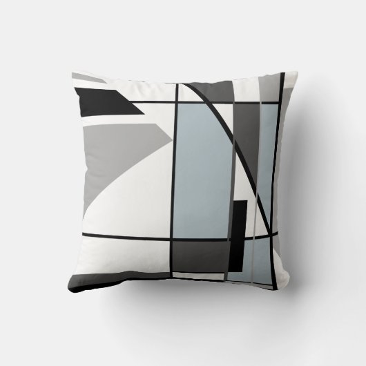 グレー白黒モザイク幾何学模様 クッション (裏面)