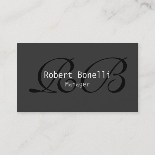 グレー白黒モノグラムマネージャー名刺 名刺 (正面)