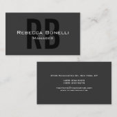 グレー白黒モノグラムマネージャー名刺 名刺 (正面/裏面)