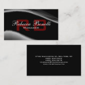 グレー白黒レッドモノグラムビジネスカード 名刺 (正面/裏面)