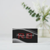 グレー白黒レッドモノグラムビジネスカード 名刺 (スタンド正面)