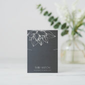 グレー白黒ロータスシンプルネックレスディスプレイ 名刺 (スタンド正面)