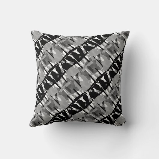 グレー白黒傾斜抽象芸術小タイルモチーフ クッション (裏面)