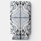グレー白黒曲線抽象芸術パターン スリム缶クーラー (裏面)