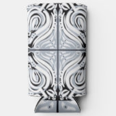 グレー白黒曲線抽象芸術パターン スリム缶クーラー (正面)