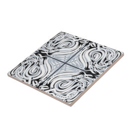 グレー白黒曲線抽象芸術パターン タイル