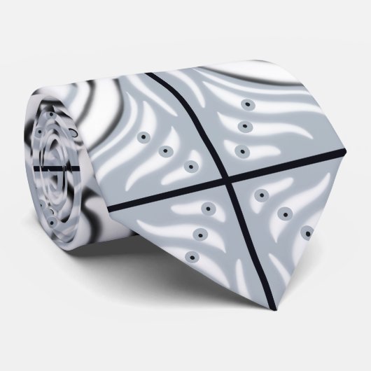 グレー白黒曲線抽象芸術パターン ネクタイ (ロール)