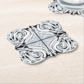 グレー白黒曲線抽象芸術パターン ペーパーコースター (アングル)