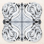 グレー白黒曲線抽象芸術パターン ペーパーコースター (正面)