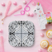 グレー白黒曲線抽象芸術パターン ペーパープレート (パーティー)