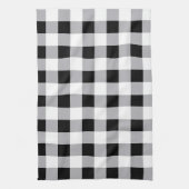 グレー白黒格子模様 キッチンタオル (縦)