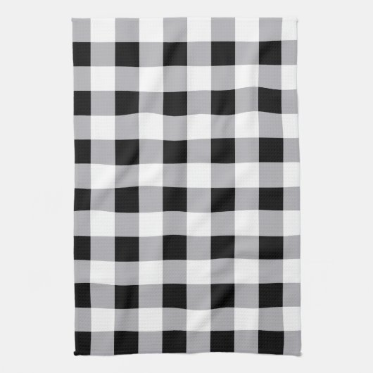 グレー白黒格子模様 キッチンタオル (縦)