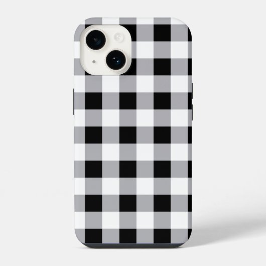 グレー白黒格子模様 iPhoneケース (裏面)