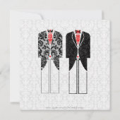 グレー白&赤の同性カップルの結婚式の招待 招待状 (裏面)