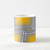 グレー矩形抽象芸術アート コーヒーマグカップ (中央)