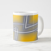 グレー矩形抽象芸術アート ジャンボコーヒーマグカップ (正面右)