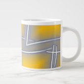 グレー矩形抽象芸術アート ジャンボコーヒーマグカップ (右)