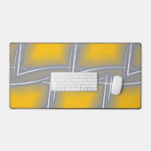 グレー矩形抽象芸術アート デスクマット (キーボード&マウス)