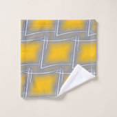 グレー矩形抽象芸術アート バスタオルセット (ウォッシュタオル)