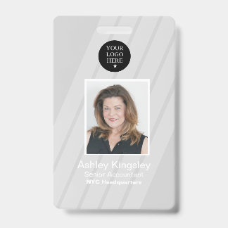 グレー社員写真IDバッジ 企業セキュリティ バッジ