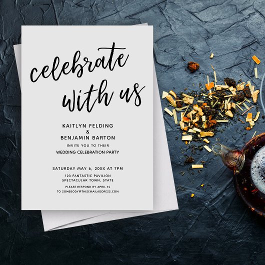 グレー祝ウェディングモダンパーティー 招待状