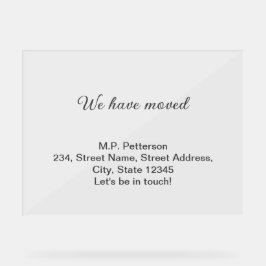 グレー私ミニマルたちは移動した名前アドレスの追加文字 アクリルサイン