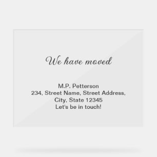 グレー私ミニマルたちは移動した名前アドレスの追加文字 アクリルサイン