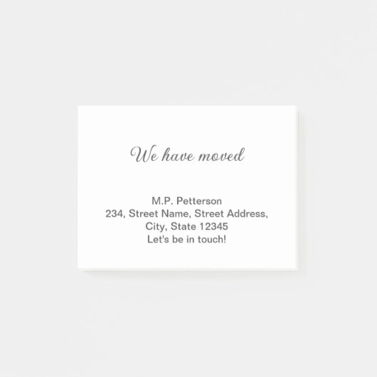 グレー私ミニマルたちは移動した名前アドレスの追加文字 ポストイット (正面)