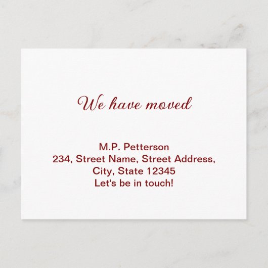 グレー私ミニマルたちは移動した名前アドレスの追加文字 ポストカード (正面)