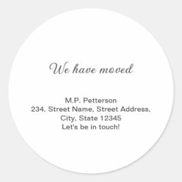 グレー私ミニマルたちは移動した名前アドレスの追加文字 ラウンドシール
