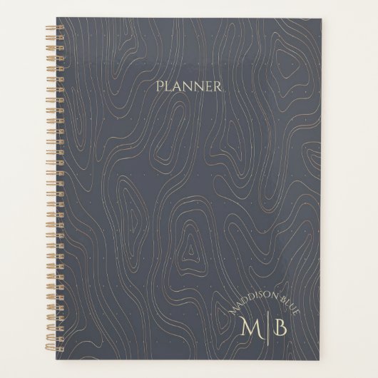 グレー空白の抽象芸術パーソナライズされたプランナー プランナー手帳 (正面)