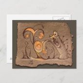 グレー紙スケッチ:タスター ポストカード (正面/裏面)